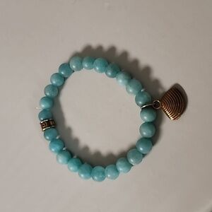 Chavez for charity bracelet - Beautiful blue green with gold colored shell charm